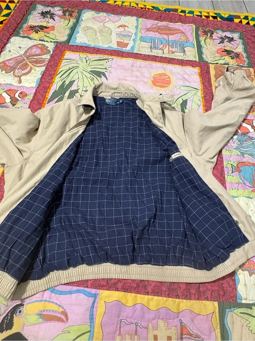Polo Ralph Lauren Vintage Jacket Mens L Tan Harrington Full Zip Windbreaker